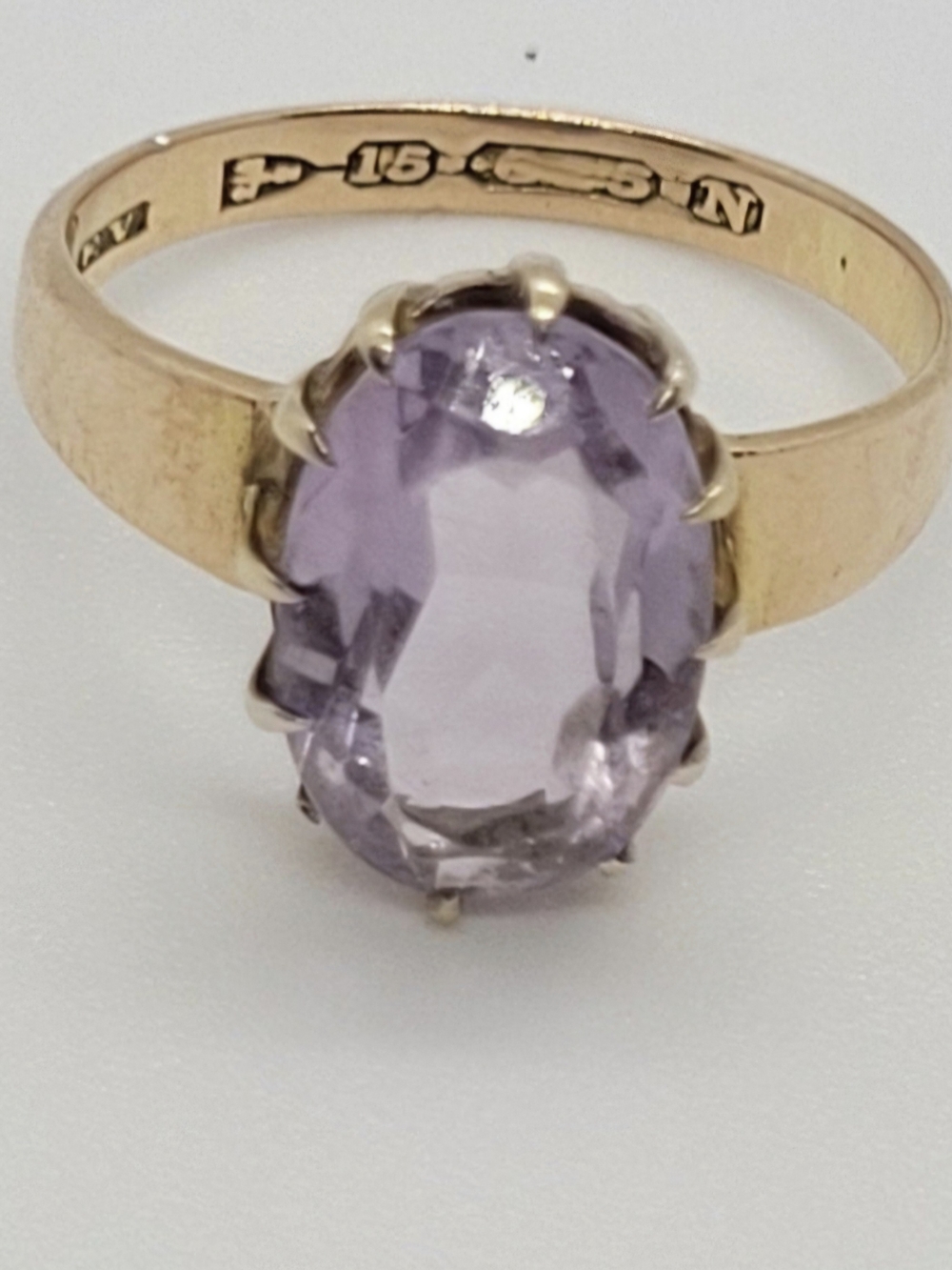 Antique Edwardian 15k Gold Rose de France Amethyst Ring
